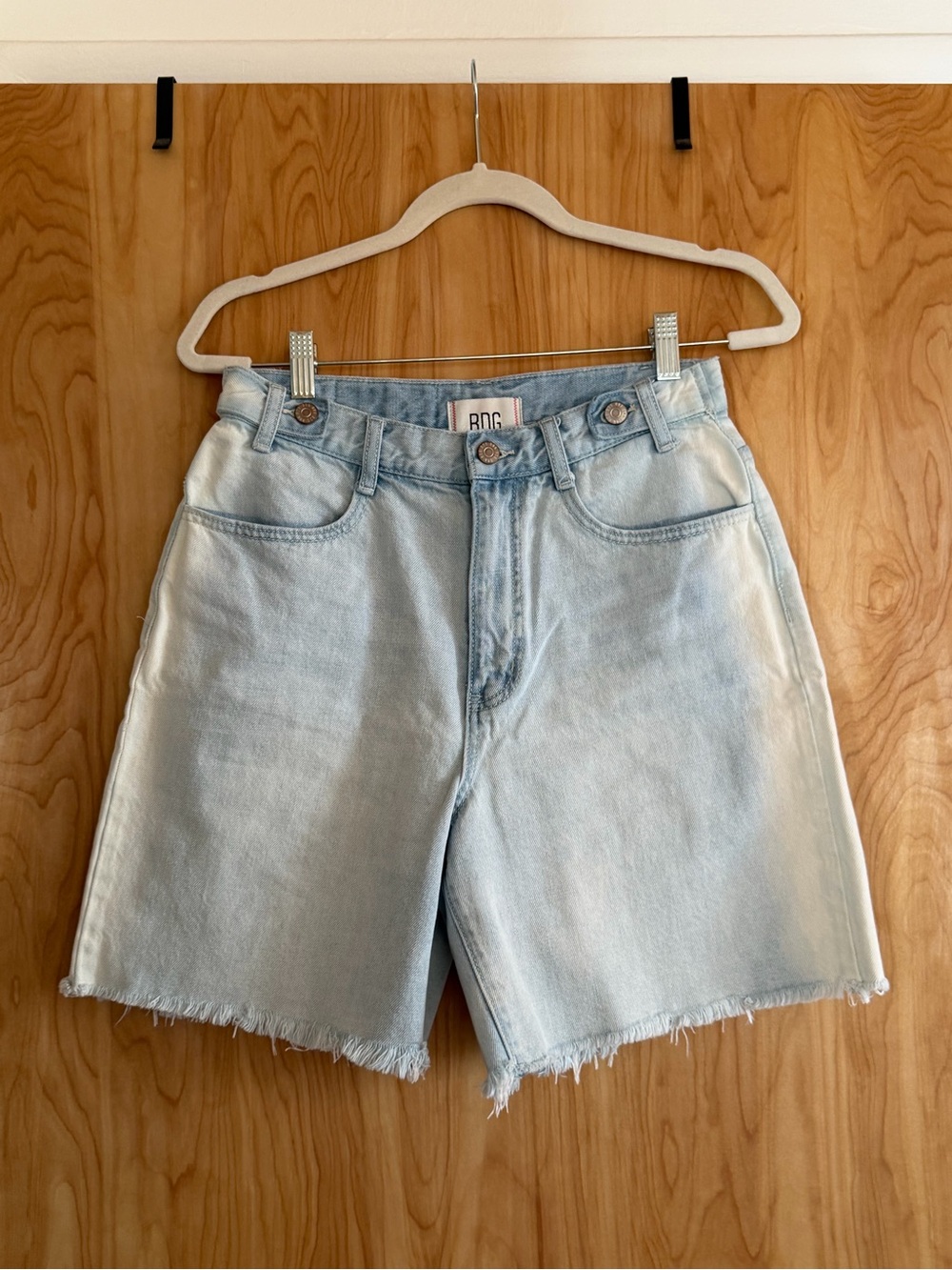 BDG Light Wash High-Rise Denim Bermuda Shorts - Light Blue